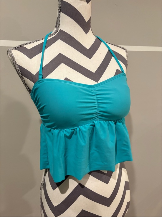 aerie Other - aerie Teal Ruffled Bandeau Swim Top